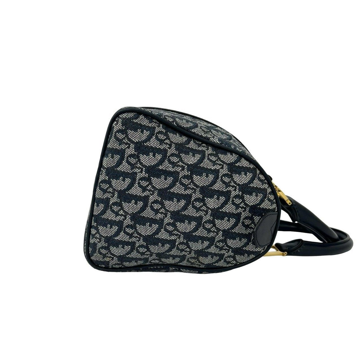 Dior with Key Trotter Pattern Canvas Leather Mini Boston Bag Navy — view 6