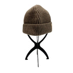 Loewe Knit Hat Logo Patch Anagram Beanie Rib Brown Beige — view 4