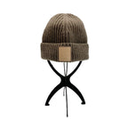 Loewe Knit Hat Logo Patch Anagram Beanie Rib Brown Beige