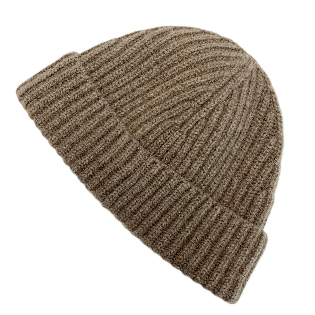 Loewe Knit Hat Logo Patch Anagram Beanie Rib Brown Beige — view 6