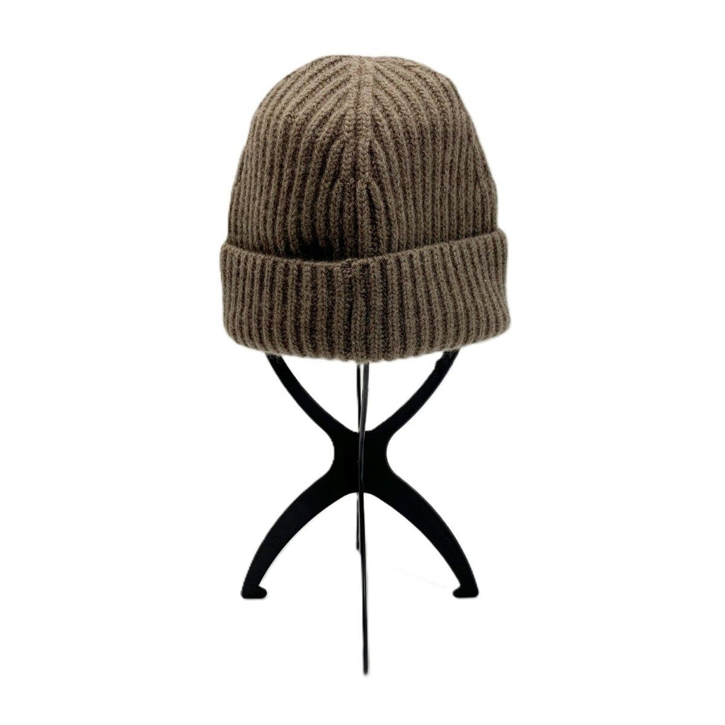 Loewe Knit Hat Logo Patch Anagram Beanie Rib Brown Beige — view 3