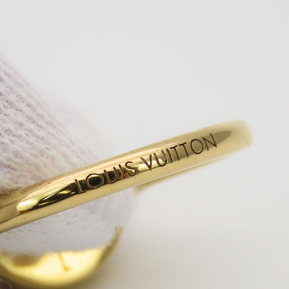 Louis Vuitton Ring L Metal Gold Pink LV Logo — view 6
