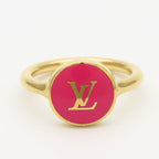 Louis Vuitton Ring L Metal Gold Pink LV Logo — view 2