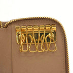 Prada Key Case Zip Around Leather Pink Key Holder — view 6