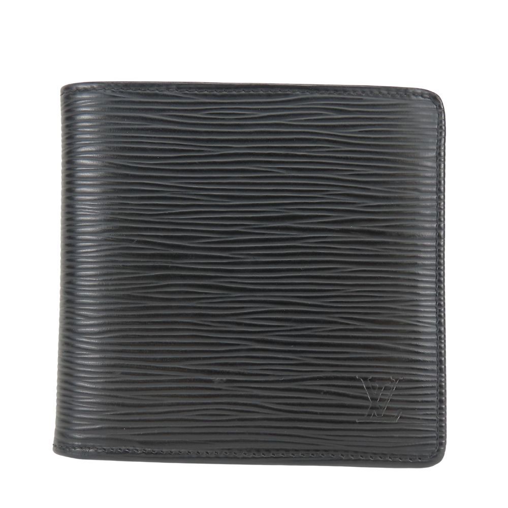 Louis Vuitton Bifold Wallet Portefeuille Marco Epi Leather Noir Compact Simple