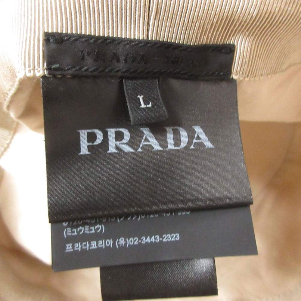 Prada Vintage Gabardine Bucket Hat L Logo Embroidery Thick Ivory — view 6