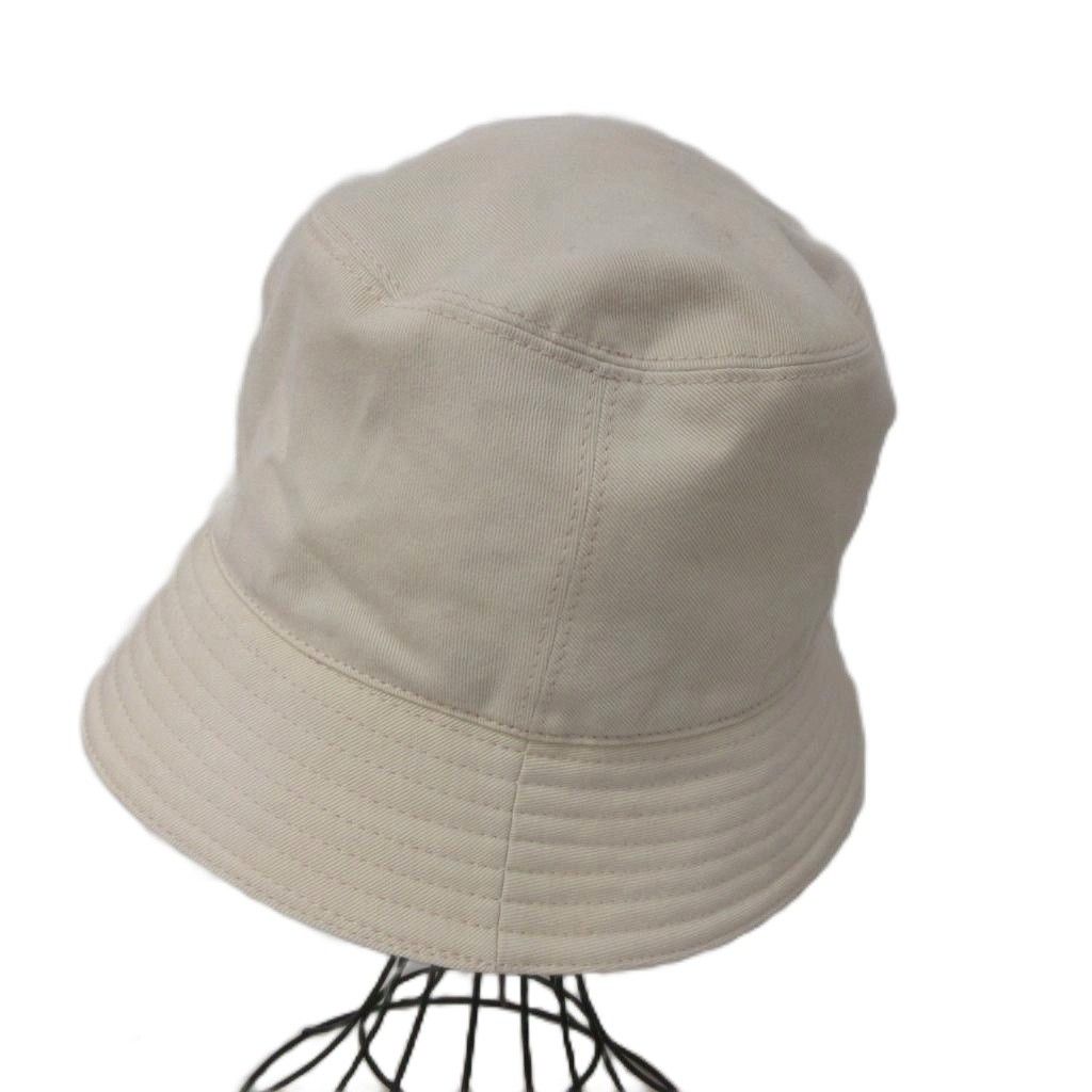 Prada Vintage Gabardine Bucket Hat L Logo Embroidery Thick Ivory — view 3