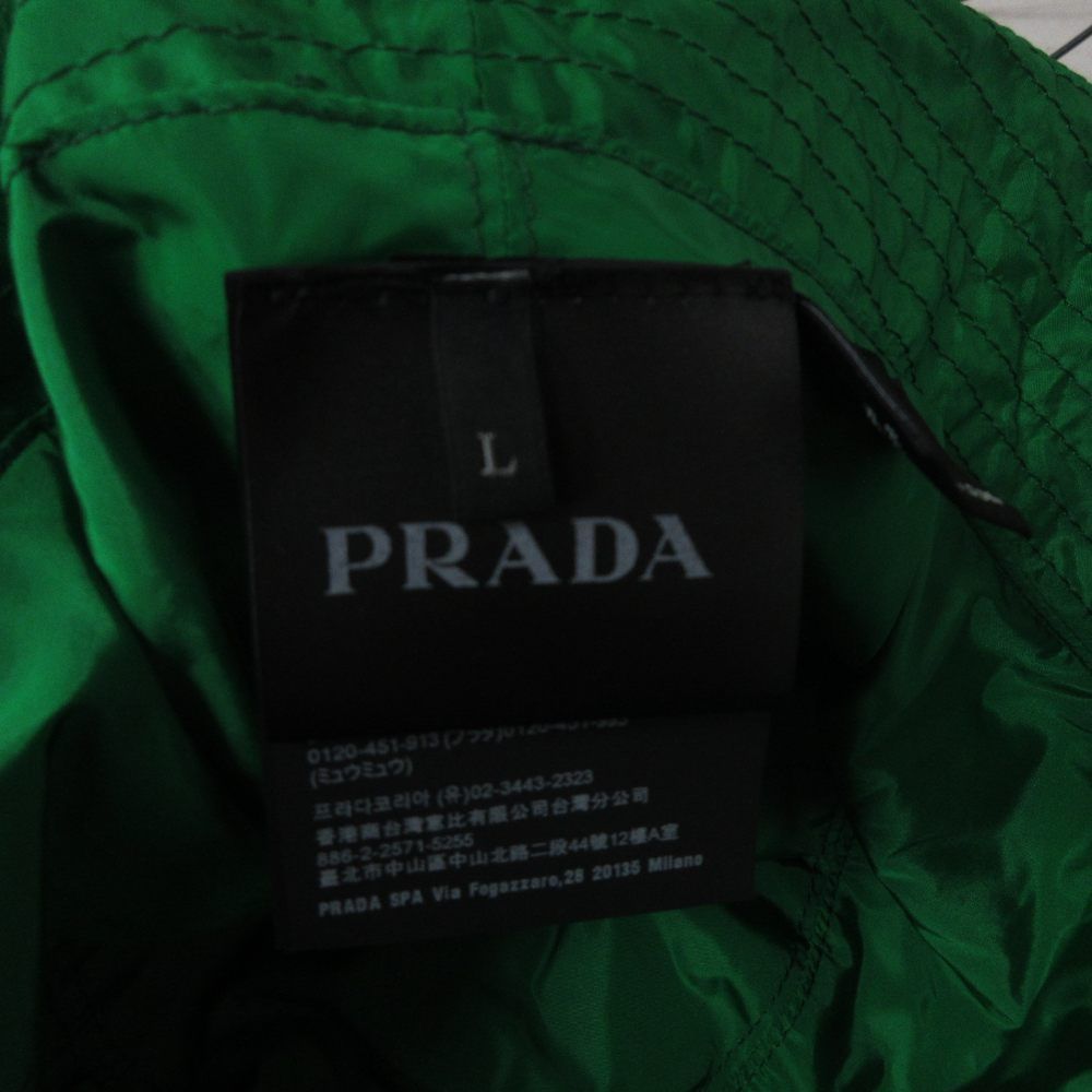 Prada Re-Nylon Bucket Hat Green Hat Triangle Logo — view 6