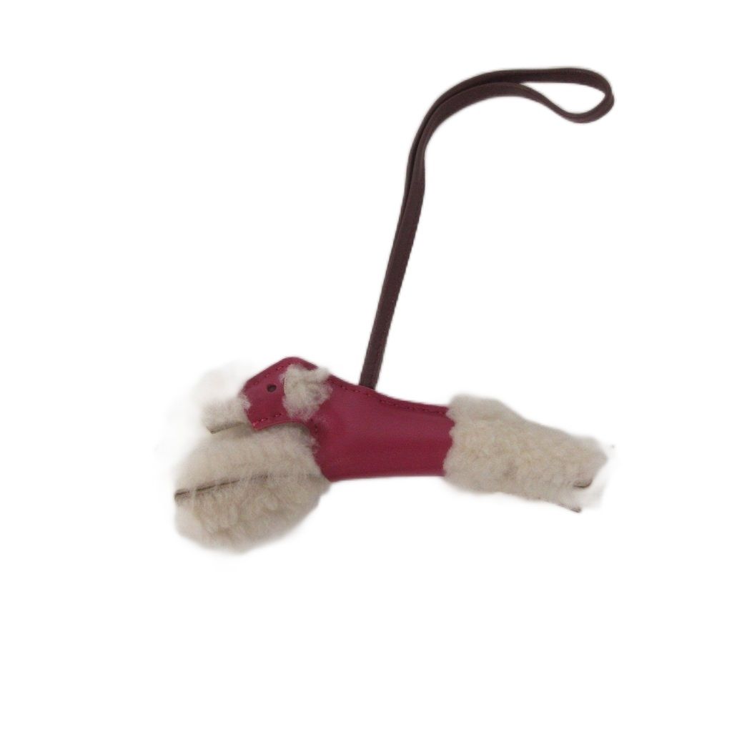 Hermes Buddy Bag Charm Rose Strap Fleece Logo Embossed — view 2