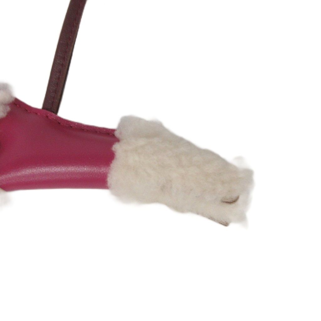 Hermes Buddy Bag Charm Rose Strap Fleece Logo Embossed — view 7