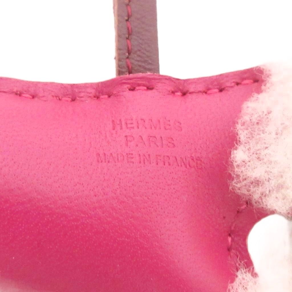 Hermes Buddy Bag Charm Rose Strap Fleece Logo Embossed — view 8