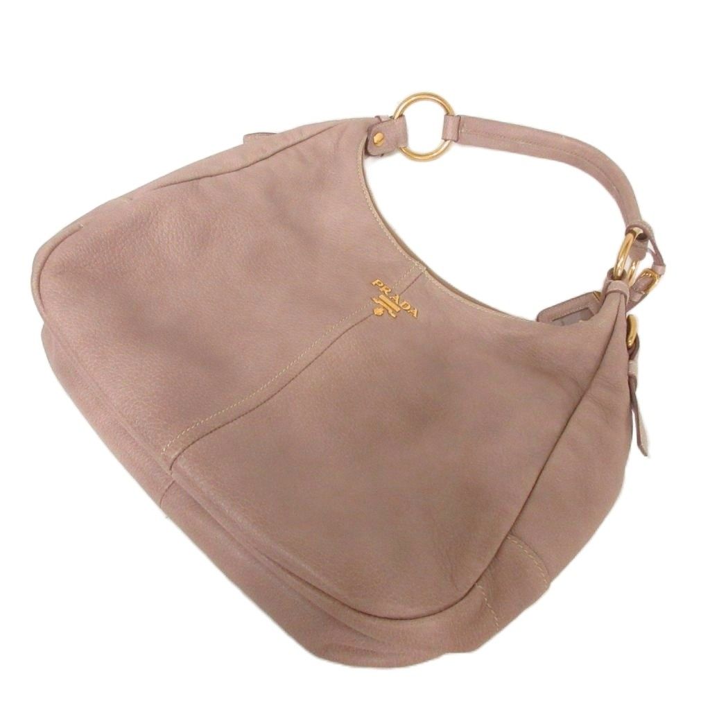 Prada Handbag Half Moon Leather Logo Strap Zip Closure Pink — view 3