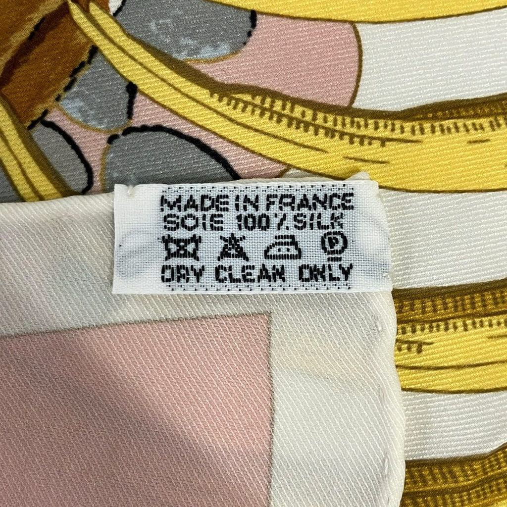 Hermes Scarf Carre 70 Ivory Light Pink Multi Vintage Tigre Royal — view 3