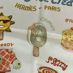 Hermes Scarf Carre 70 Ivory Orange Multi Funny Ice Cream — view 4