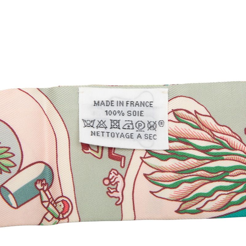 Hermes Twilly Exposition Universelle Scarf Pink Green Silk — view 5