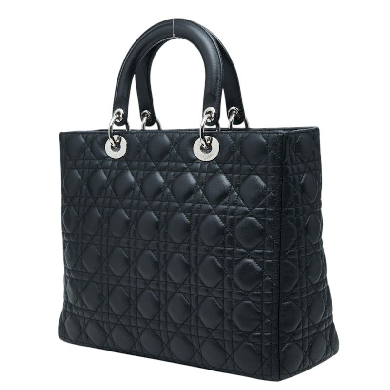 Dior Cannage Lady Dior Large 2-Way Shoulder Bag Black Leather — view 2