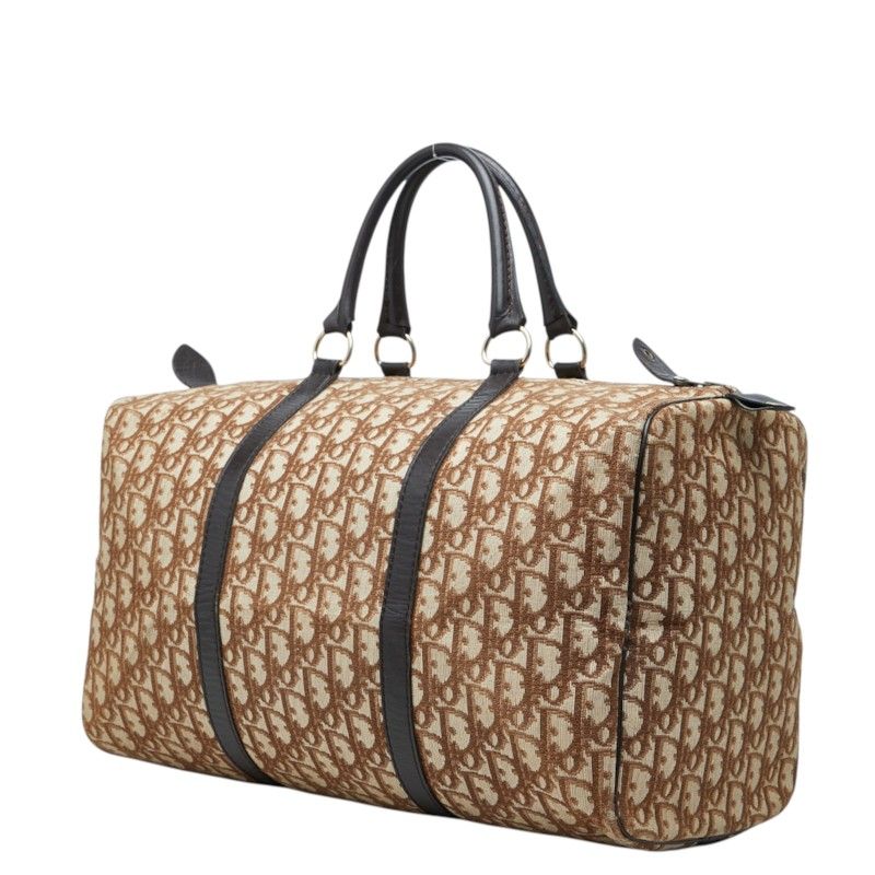 Dior Trotter Boston Bag Beige Brown Canvas Leather — view 2