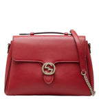 Gucci Interlocking G Chain Shoulder Bag 2-Way Red Leather