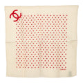 Chanel CC Logo Dot Pattern Scarf Ivory Red Silk