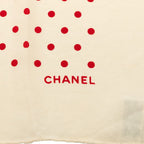 Chanel CC Logo Dot Pattern Scarf Ivory Red Silk — view 4