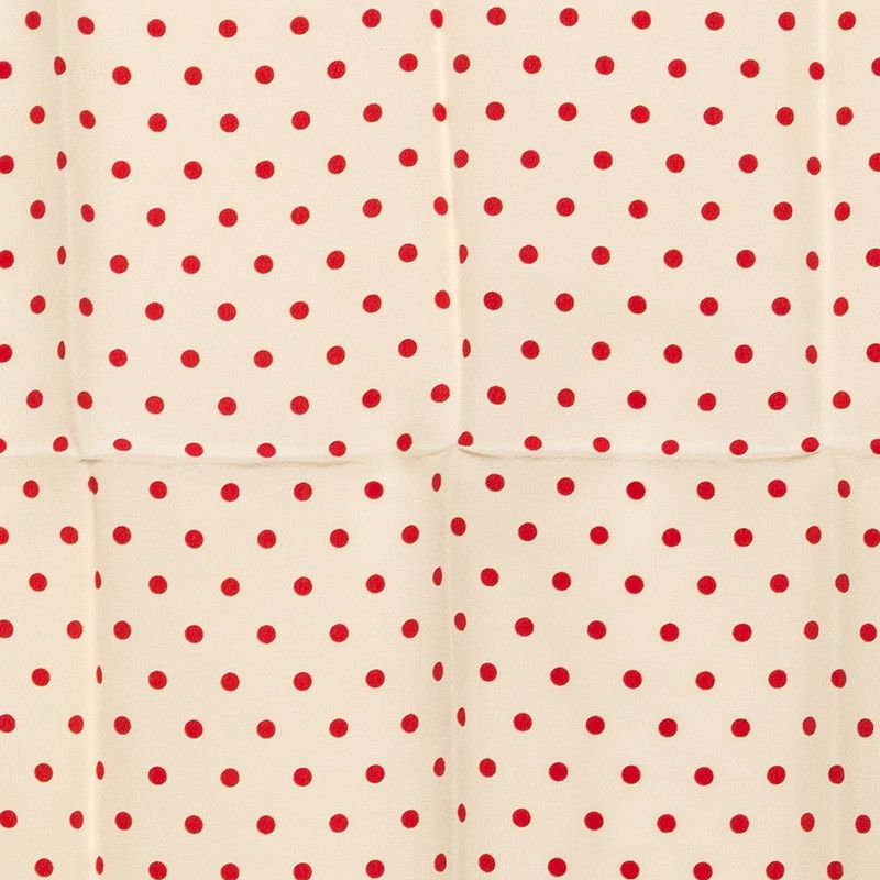 Chanel CC Logo Dot Pattern Scarf Ivory Red Silk — view 2