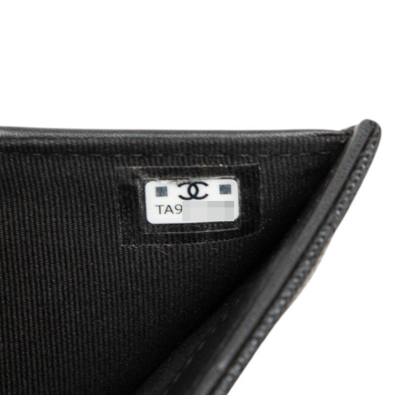 Chanel CC Logo Quilted Bifold Wallet Black Gold Caviar Leather Rhinestone — view 7