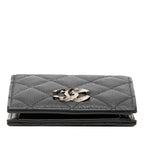 Chanel CC Logo Quilted Bifold Wallet Black Gold Caviar Leather Rhinestone — view 3
