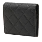Chanel CC Logo Quilted Bifold Wallet Black Gold Caviar Leather Rhinestone — view 2