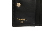 Chanel CC Logo Quilted Bifold Wallet Black Gold Caviar Leather Rhinestone — view 6