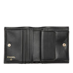Chanel CC Logo Quilted Bifold Wallet Black Gold Caviar Leather Rhinestone — view 4