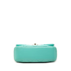 Chanel CC Logo Quilted Top Handle Chain Shoulder Bag Blue Green Calfskin — view 3
