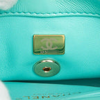 Chanel CC Logo Quilted Top Handle Chain Shoulder Bag Blue Green Calfskin — view 6