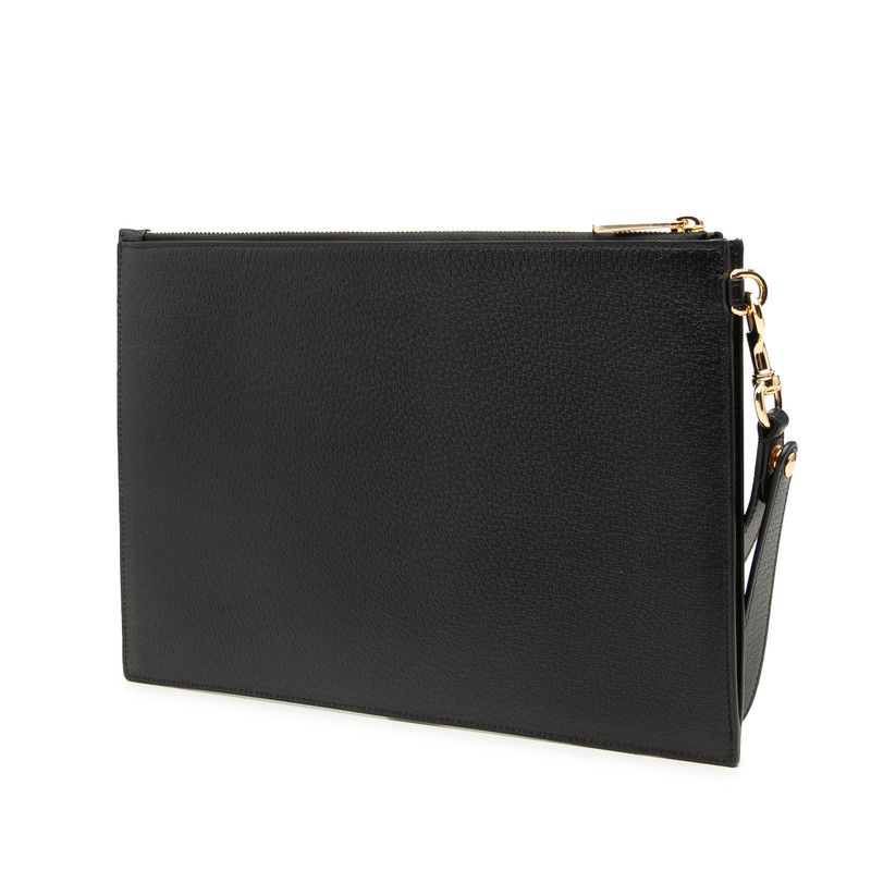 Gucci Horsebit Clutch Black Gold Leather — view 2