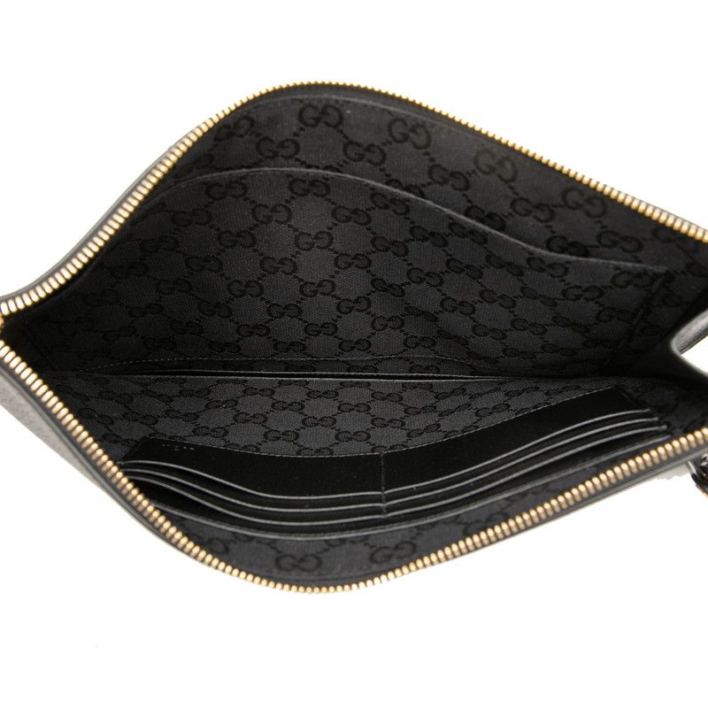 Gucci Horsebit Clutch Black Gold Leather — view 4