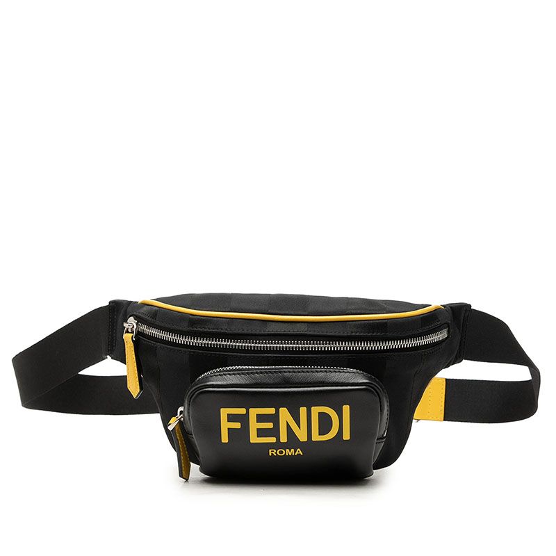 Fendi Belt Bag Black Yellow Nylon Leather