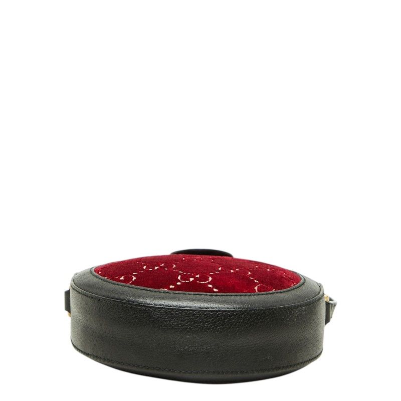 Gucci GG Velvet Shoulder Bag Wine Red Black — view 3