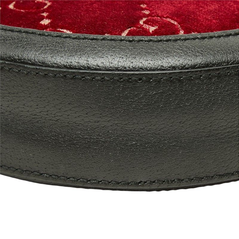 Gucci GG Velvet Shoulder Bag Wine Red Black — view 5