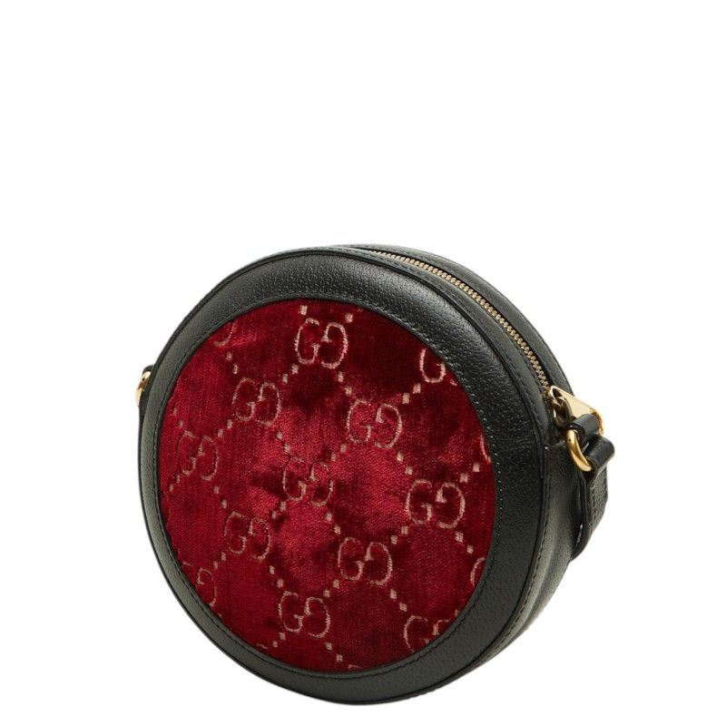 Gucci GG Velvet Shoulder Bag Wine Red Black — view 2
