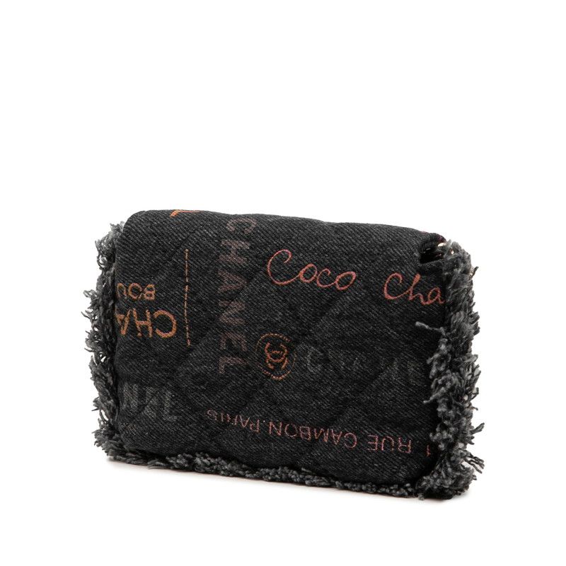 Chanel Mini Quilted CC Logo Chain Shoulder Bag Pochette Black Multicolor Gold — view 2