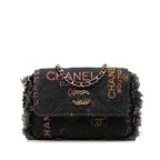 Chanel Mini Quilted CC Logo Chain Shoulder Bag Pochette Black Multicolor Gold