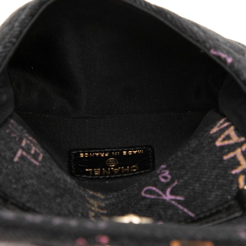 Chanel Mini Quilted CC Logo Chain Shoulder Bag Pochette Black Multicolor Gold — view 4