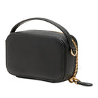 Prada Chain Shoulder Bag Mini Pochette Black Gold Saffiano Leather — view 2
