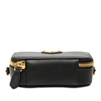 Prada Chain Shoulder Bag Mini Pochette Black Gold Saffiano Leather — view 3