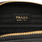 Prada Chain Shoulder Bag Mini Pochette Black Gold Saffiano Leather — view 5