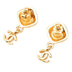 Chanel CC Logo Diamond Swing Stud Earrings 98A Stamp Gold Plated — view 2