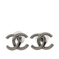 Chanel CC Logo Stud Earrings 11A Stamp Silver Metal