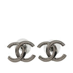 Chanel CC Logo Stud Earrings 11A Stamp Silver Metal
