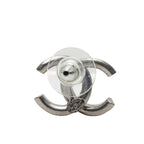 Chanel CC Logo Stud Earrings 11A Stamp Silver Metal — view 3