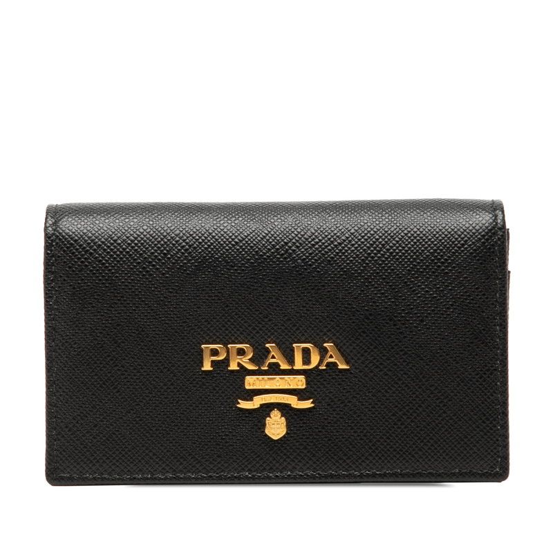 Prada Card Case Business Black Nero Saffiano Leather