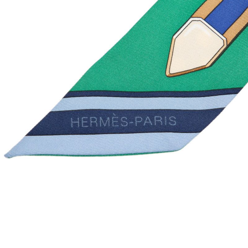 Hermes Twilly Grand Tralala Scarf Green Multicolor Silk — view 2